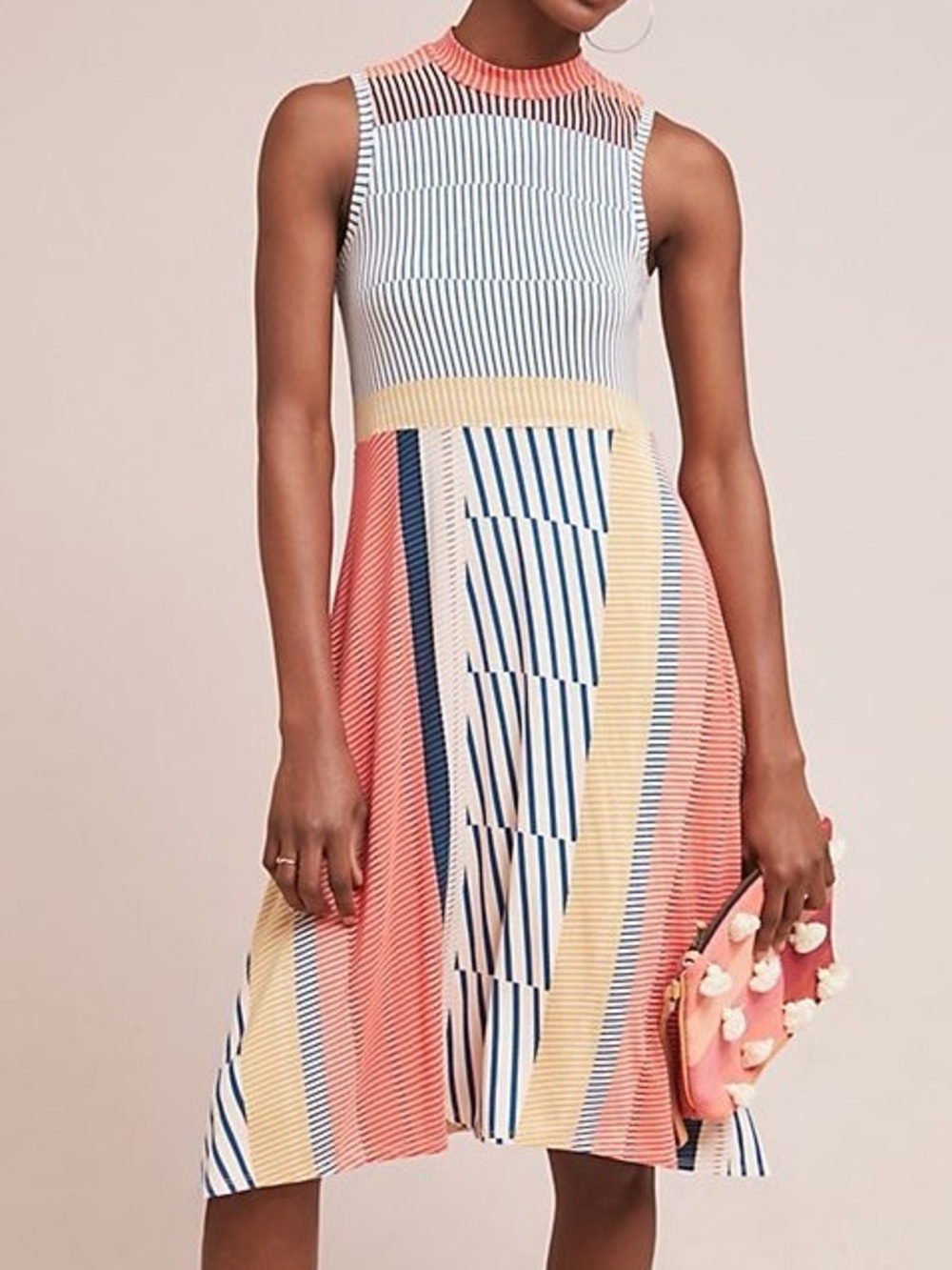 Maeve Striped Jersey Mock Neck Dress